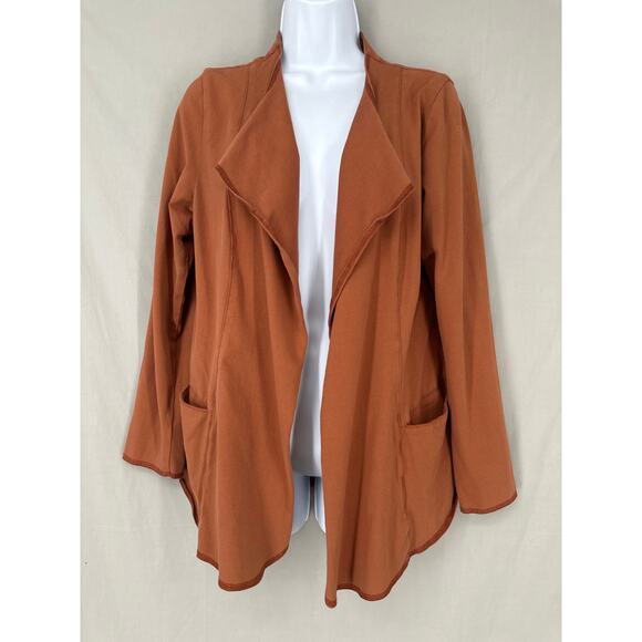 Iridium Jackets & Blazers - Iridium Jacket Womens Small Brown Cotton Stretch Drape Lagenlook Boho Comfort